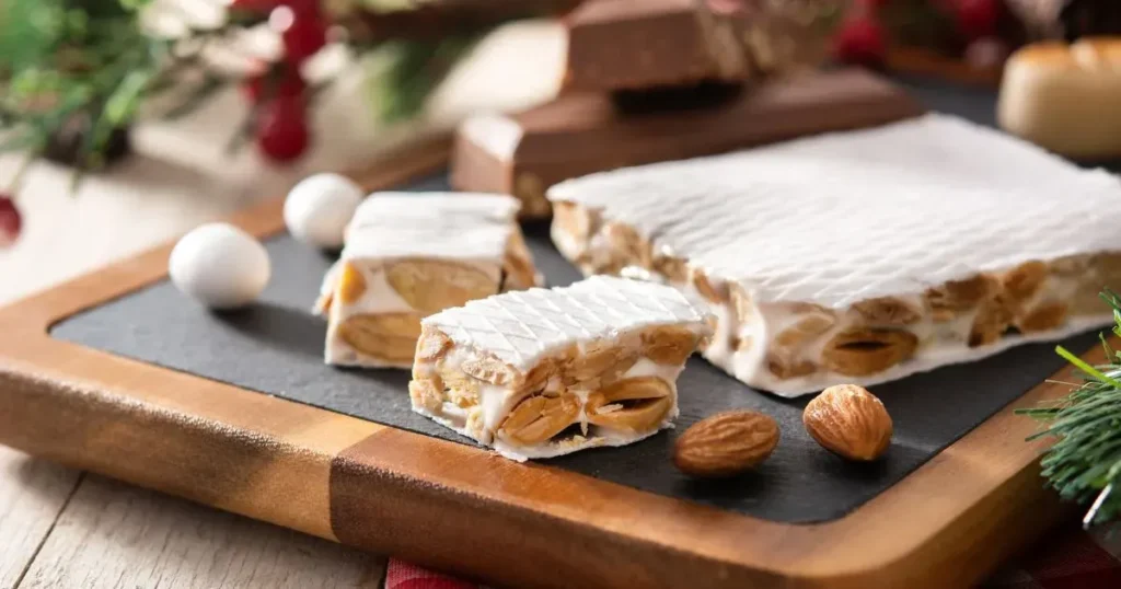 Turrón casero de almendras saludable.